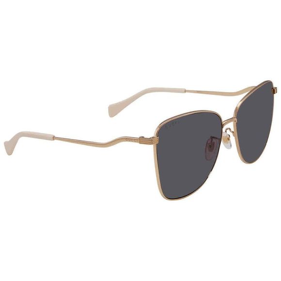 NEW Gucci Grey and Gold Aviator Women's Sunglasses - Picture 1 of 4